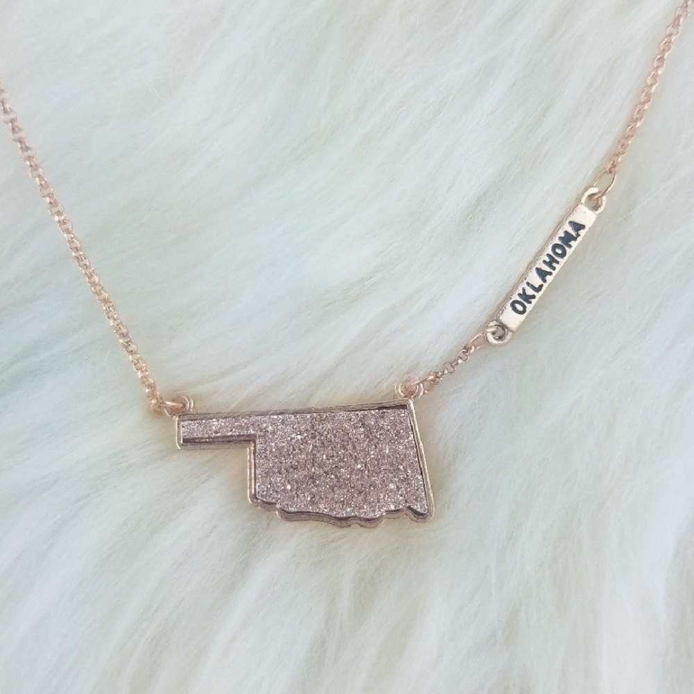Rose gold Oklahoma druzy necklace